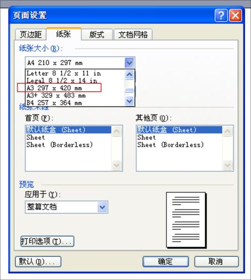 word怎么选a3页面