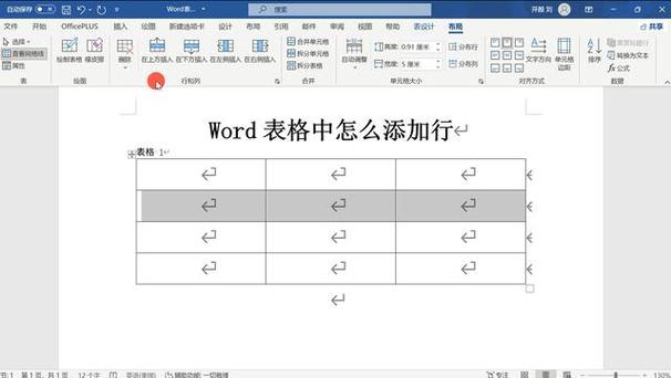 word表格怎么添加行