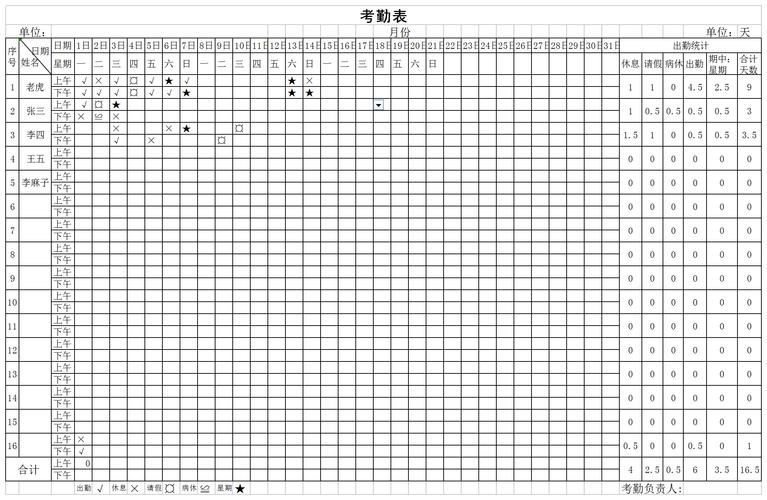 word怎么做考勤表