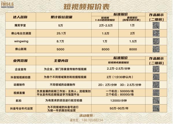 依兰短视频制作价目表怎么做