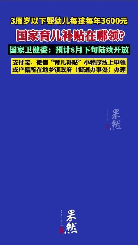 育儿补贴预计8月下旬陆续开放申领