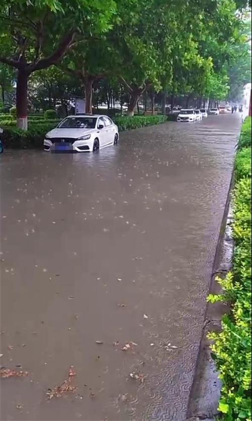 郑州强降雨致内涝 街道积水严重