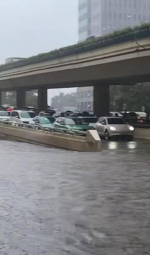 郑州强降雨致内涝 街道积水严重