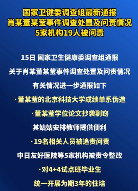董某莹肖某事件5家机构19人被问责