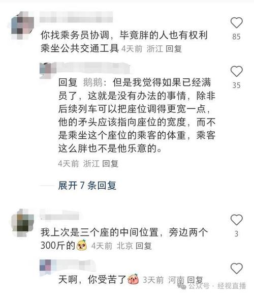 乘客吐槽高铁邻座400斤男子致拥挤