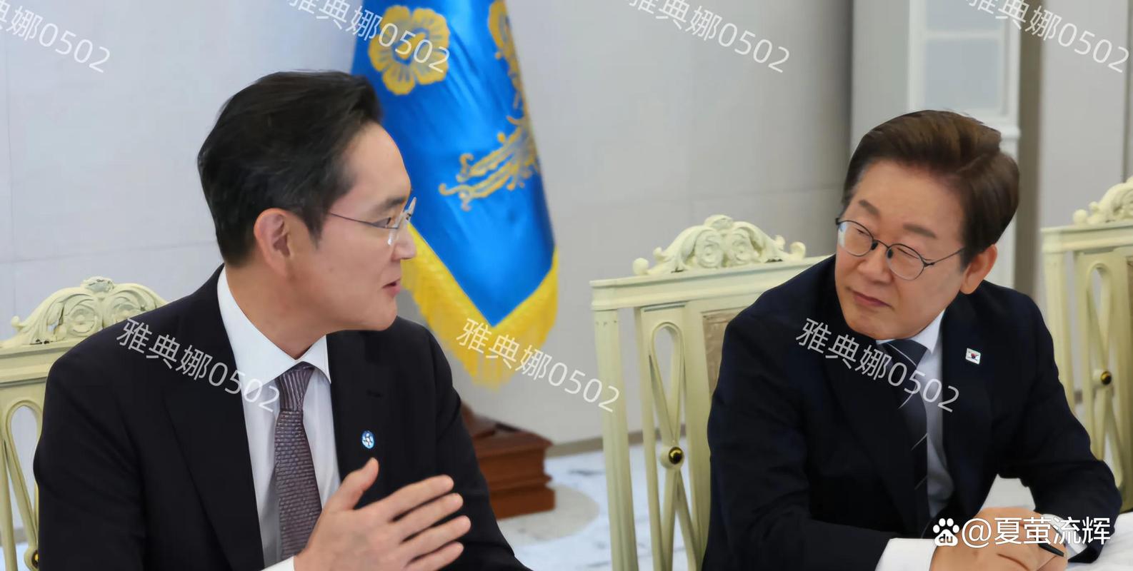 李在明与韩国五大财阀巨头座谈