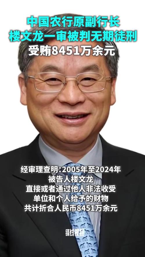 中国农行原副行长楼文龙被判无期