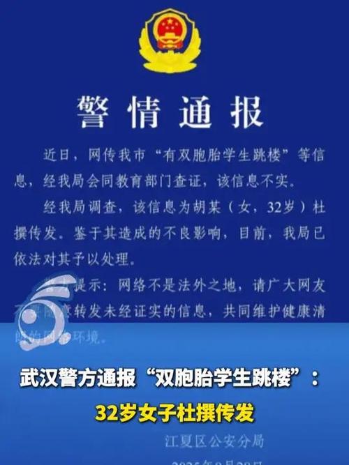 武汉警方:双胞胎学生跳楼系谣言