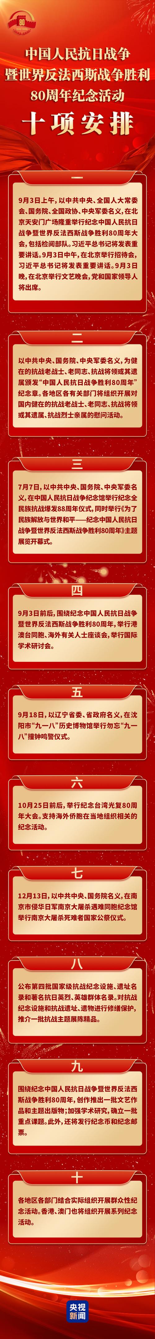 抗战胜利80周年纪念大会3日9时举行