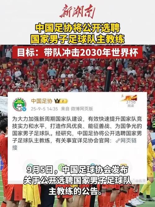 足协将公开选聘中国男足主教练