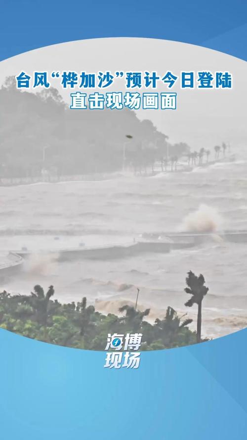 桦加沙登陆现场：巨浪翻涌风声大作