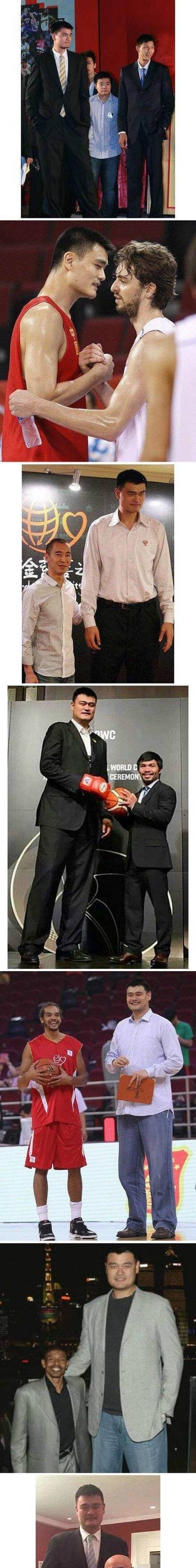 NBA中国赛姚明成龙同框 身高差好萌