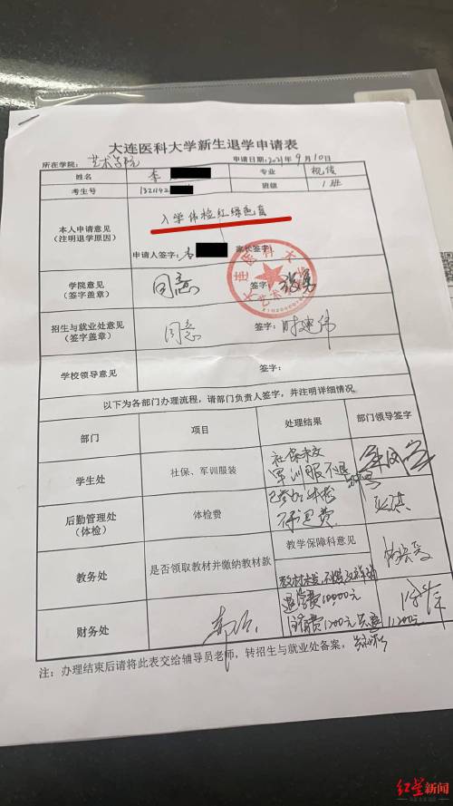 重庆一体育生因色弱被大学退学