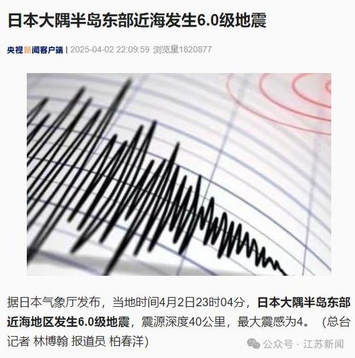 日本本州东部远海发生6.8级地震