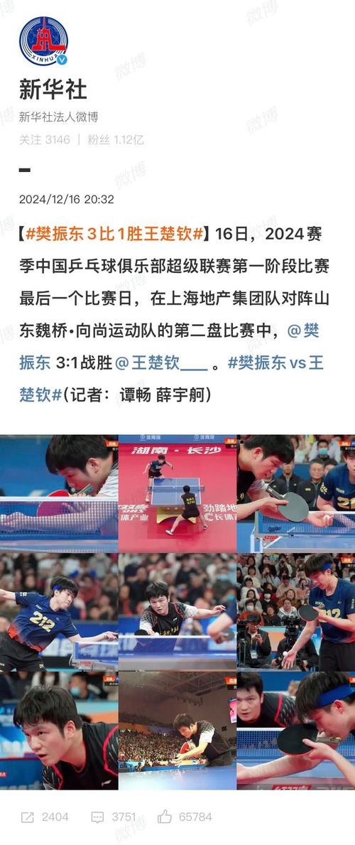 樊振东王楚钦对战神仙球频出