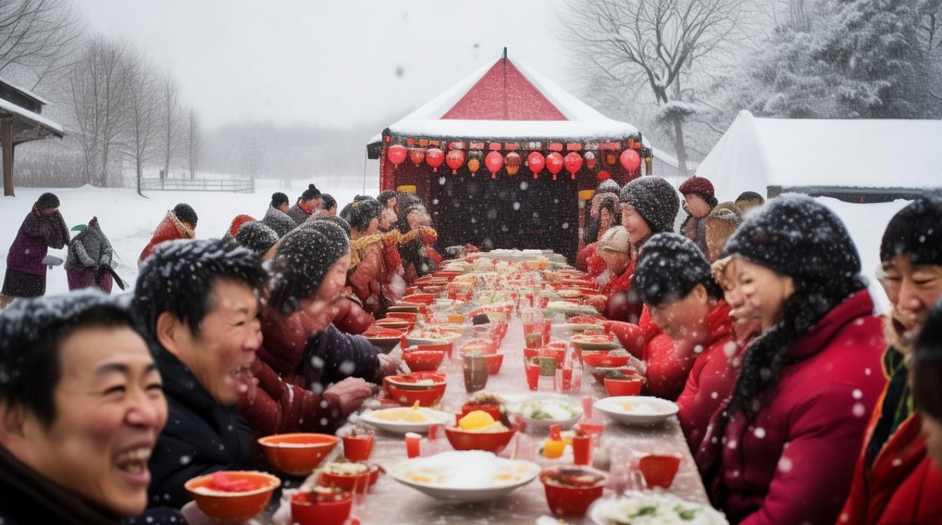 河南暴雪婚礼宾客雪中吃席