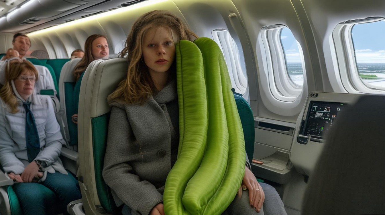 女子带1米长巨大豆荚坐飞机引围观 女子带1米长巨大豆荚坐飞机引围观